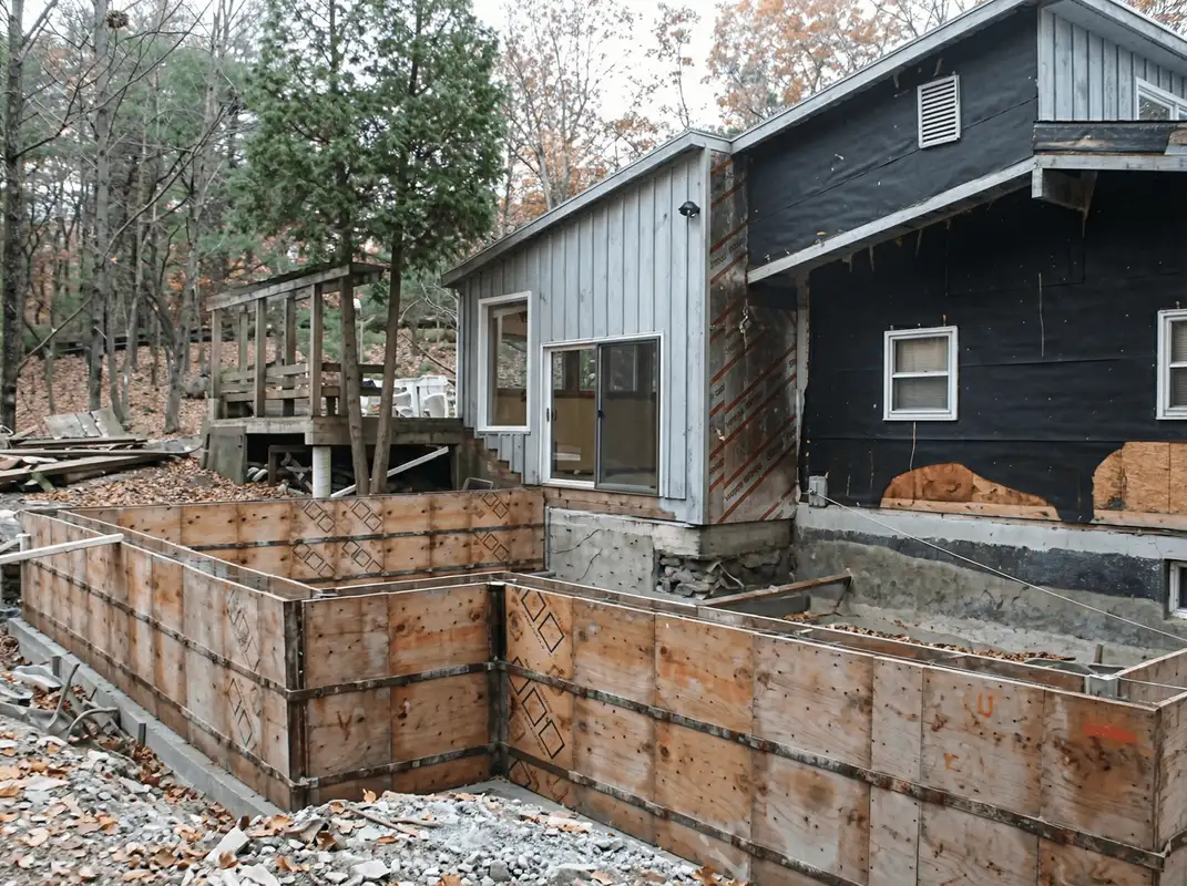 Prepared site with foundation forms for home remodeling and addition project in Atlanta, GA